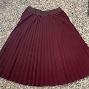 Burgundy New York and Company Pleated Skirt